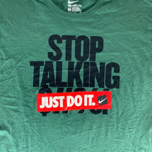 Nike Stop Talking Green Short Sleeve Crewneck Shirt Mens XL - Picture 2 of 4